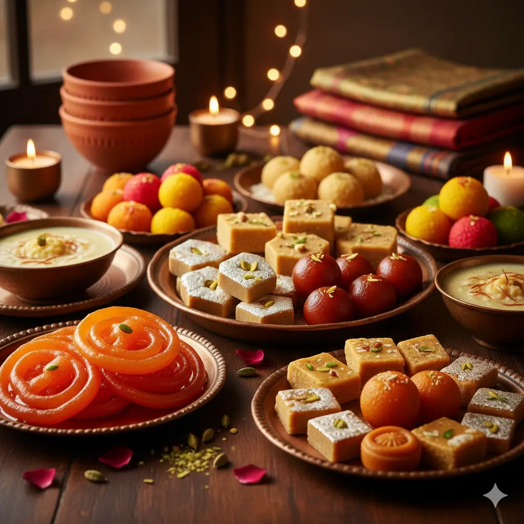 Traditional Indian sweets and desserts at Manohar Vegetarian Bakery in Edmonton, AB